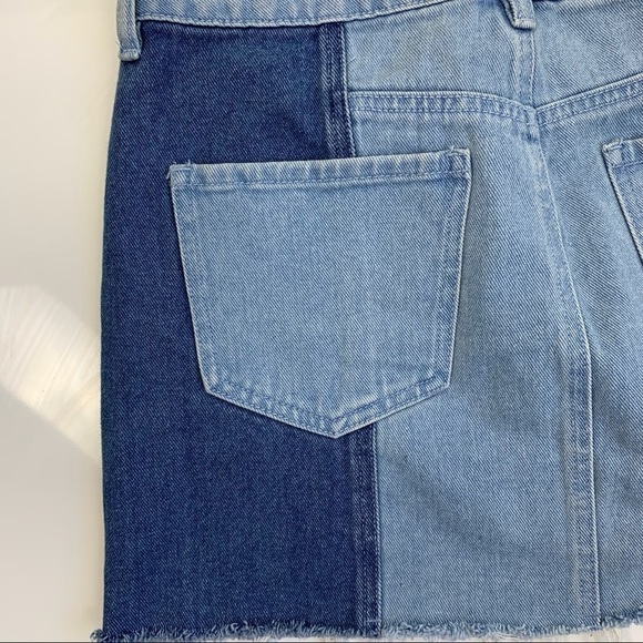 PACSUN micro skirt Women's 27 patch work denim blue  raw hem - Picture 7 of 7